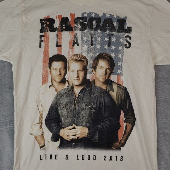 Rascal Flatts Live & Loud 2013 Tour Concert T-Shirt Ivory Mens Medium - Picture 3 of 8